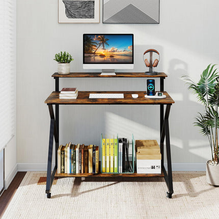 Dreamade Rolling Computer Desk with Charging Station