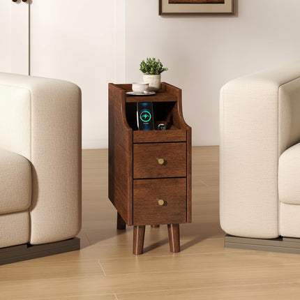 Dreamade Narrow Nightstand with 2 Drawers for Small Spaces (1/2)