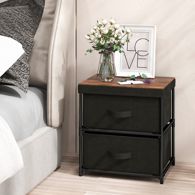 Dreamade Nightstand Set of 2 with 2 Fabric Drawers