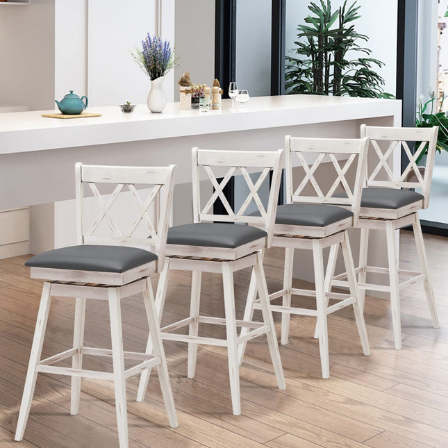 Dreamade Bar Stool with Foot Rest Upholstered Cushion & Ergonomic Backrest