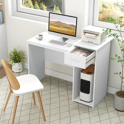 Dreamade Computer Desk with Storage, Modern PC Laptop Table with Printer Shelf
