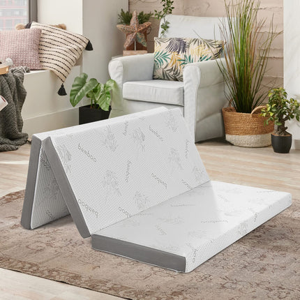 Dreamade 4 Inch Tri Folding Mattress,CertiPUR-US Gel-Infused Memory Foam with Bamboo Cover Carry Bag