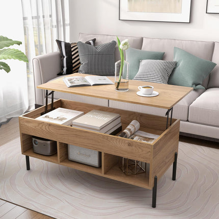 Dreamade Lift Top Coffee Table - Living Room Center Table with Lifting Tabletop, Natural