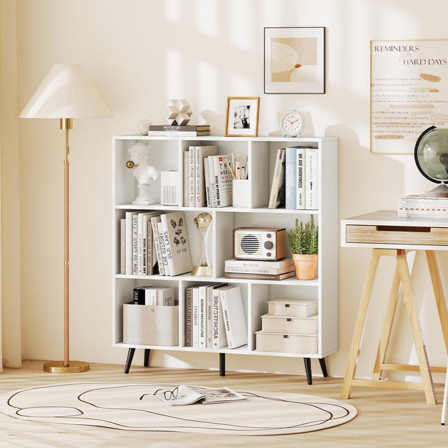 Dreamade 3 Tier Modern Bookshelf with 5 Metal Legs for Living Room