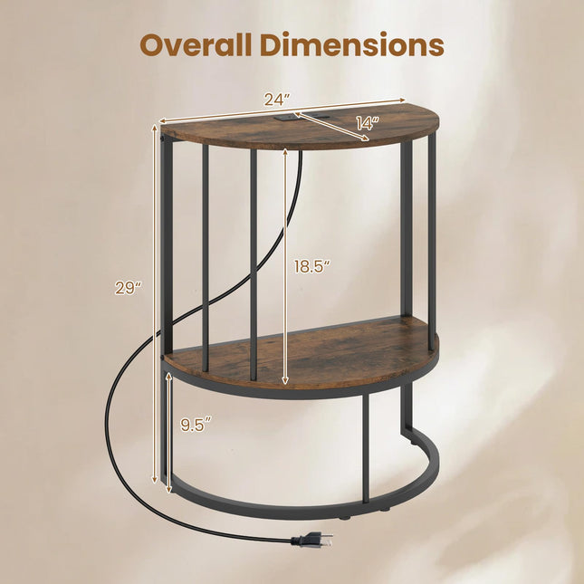 Dreamade Half Moon Console Table with Outlets