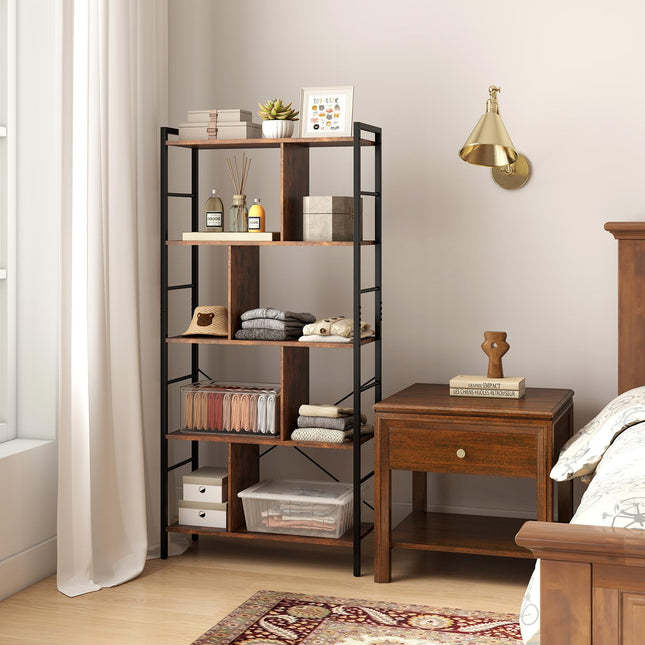 Dreamade 5-Tier Tall Bookshelf 61" Industrial Bookcase w/Metal Frame