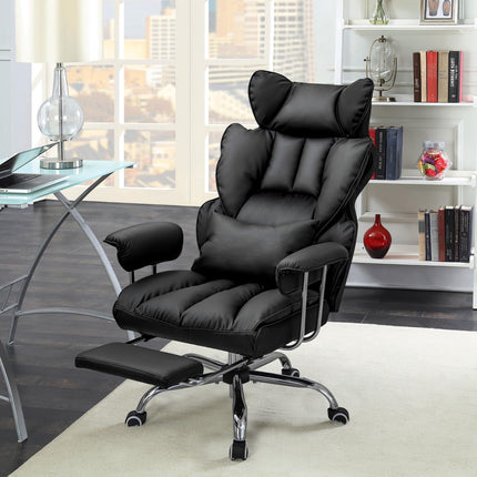 Dreamade Office Desk Chair, High Back Executive Office Chair with Foot Rest and Lumbar Support