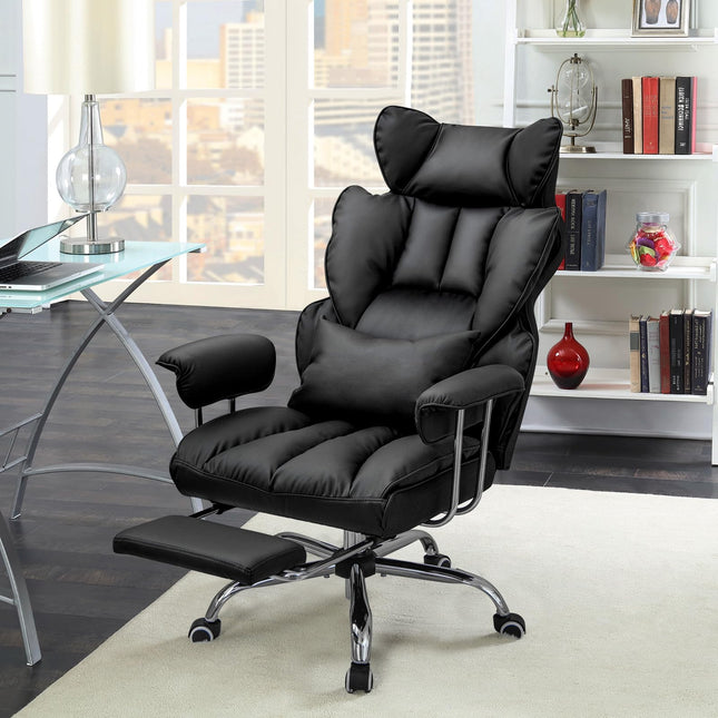 Dreamade Office Desk Chair, High Back Executive Office Chair with Foot Rest and Lumbar Support