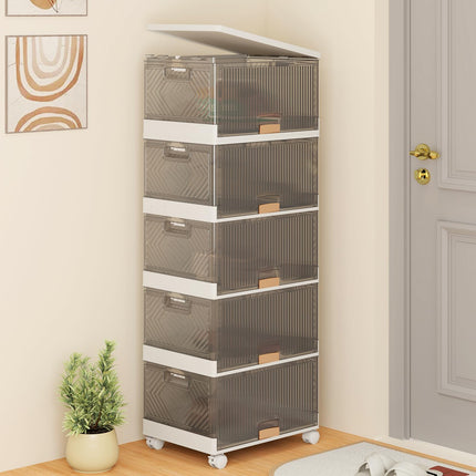 Dreamade 5 Tier Stackable Storage Bins with Lids 22.5 Gal Foldable Shoe Storage Box