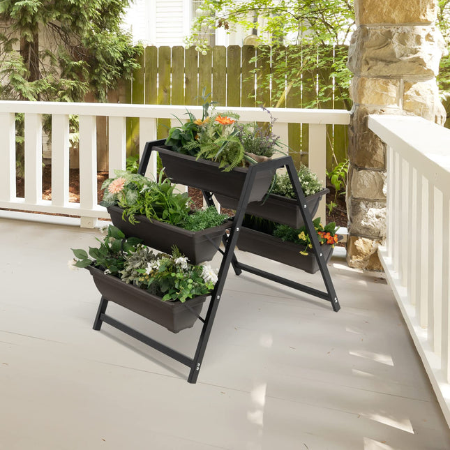 Dreamade Set of 2 Vertical Raised Garden Bed, 5 Planter Boxes Container w/ Drainage Holes
