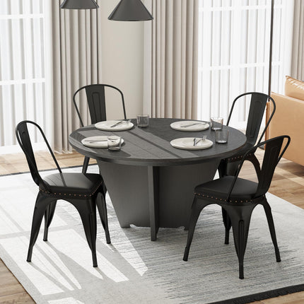 Dreamade Metal Dining Chairs Set of 4 with Detachable Backrest & PU Leather Padded Seat