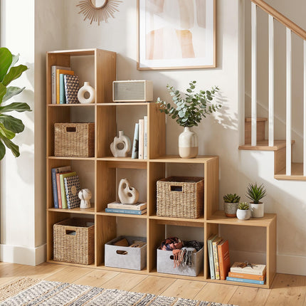 Dreamade 51" Wooden 10-Cube Stepped Bookcase for Living Room