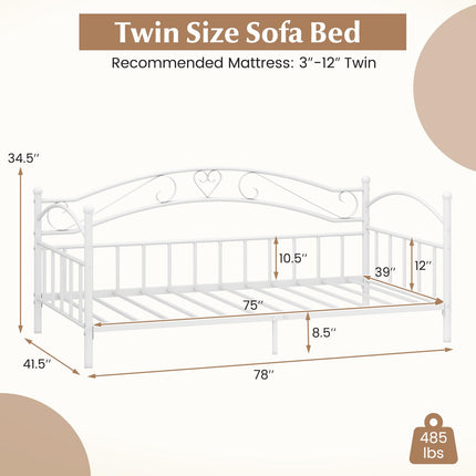 Dreamade Modern Sofa Day Bed with Stylish Headboard & 12 Metal Slats Support