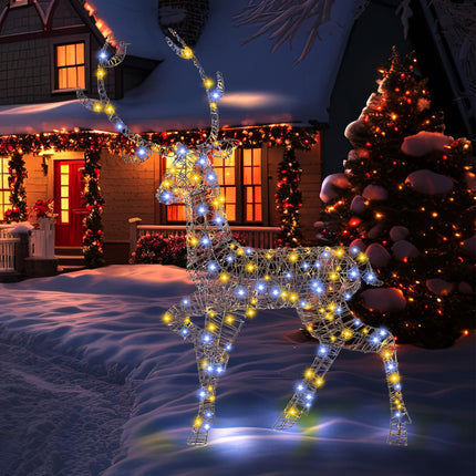 Dreamade 4.6 FT Pre-Lit Christmas Reindeer, 3D Buck Decoration with 300 Bright LED Lights