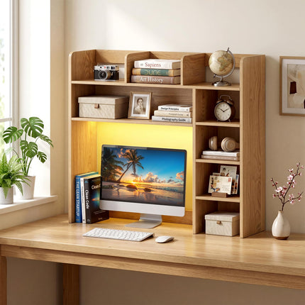 Dreamade 35.5" Desktop Bookshelf with LED Lights