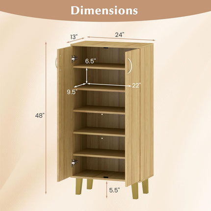 Dreamade 6-Tier Modern Freestanding Wooden Shoe Cabinet with Doors and Removable Shelves