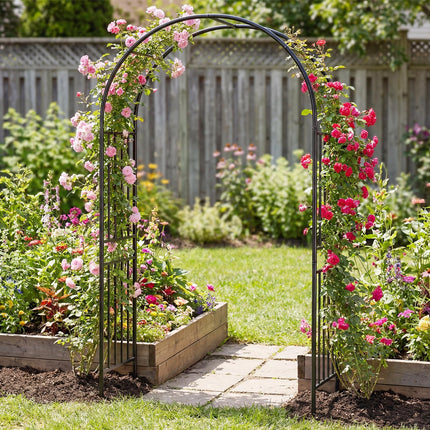 Dreamade 86'' Heavy Duty Steel Pergola Arch with Ground Stakes for Climbing Plants