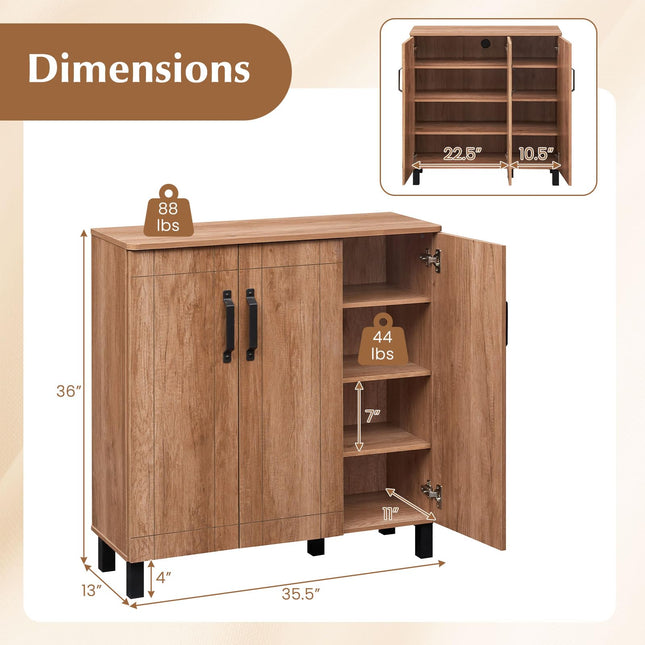Dreamade 5-Tier Shoe Storage Cabinet Freestanding Wooden Shoe Rack Organizer