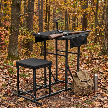 DREAMADE Foldable Shooting Bench, Portable Table, Padded Seat & Gun Rest