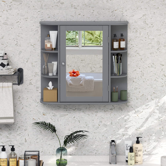 Dreamade Mirrored Bathroom Medicine Cabinet - Wall Mounted Bathroom Hanging Cabinet with Single Door