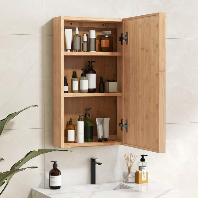 Dreamade Medicine Cabinet Mirror, Bathroom Wall Cabinet with Reversible Single Door, 2 Adjustable Shelves