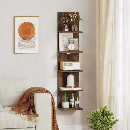Dreamade 5-Tier Wall Mounted Shelf Unit with Wood Grain