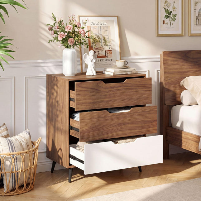 Dreamade 3-Drawer Rustic Farmhouse Wooden Storage Dresser
