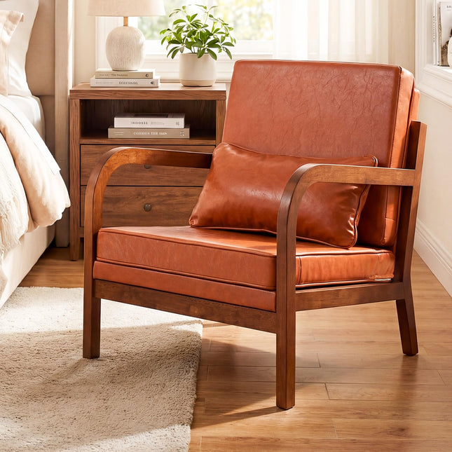Dreamade Mid-Century Modern Accent Chair with Lumbar Pillow