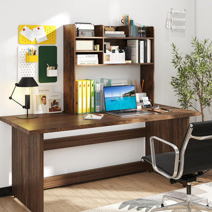 Dreamade Desktop Bookshelf, 37" Desk Hutch Dorm for Computer Up to 32 Inch