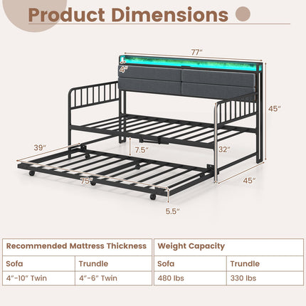 Dreamade Daybed with Trundle Twin Bed Frame