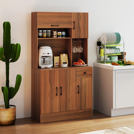 Dreamade 66" Kitchen Pantry Cabinet with Charging Station for Dining Room Living Room