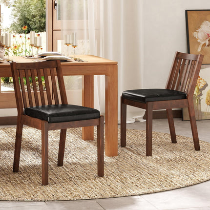 Dreamade PU Leather Upholstered Kitchen Chairs w/Rubber Wood Frame Padded Seat
