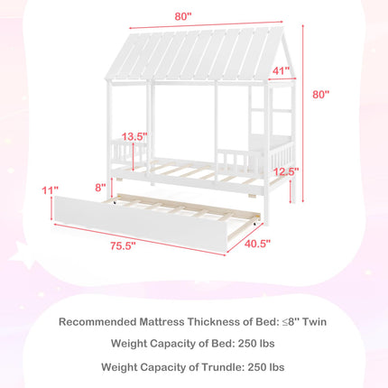 Dreamade Twin House Bed with Trundle Bed Twin