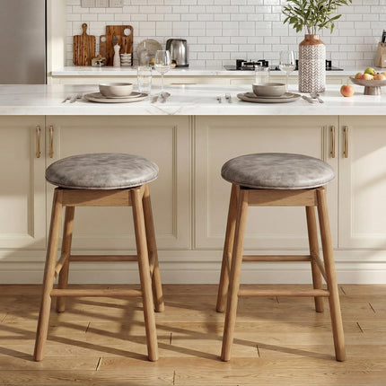 Dreamade Swivel Counter Height Barstools with Solid Wood Legs and Footrests
