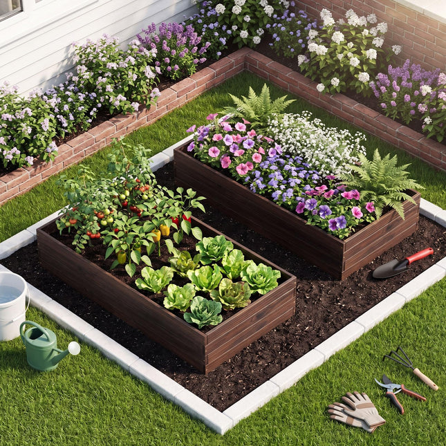 Dreamade 45" x 23" Fir Wood Raised Garden Bed (1/2)