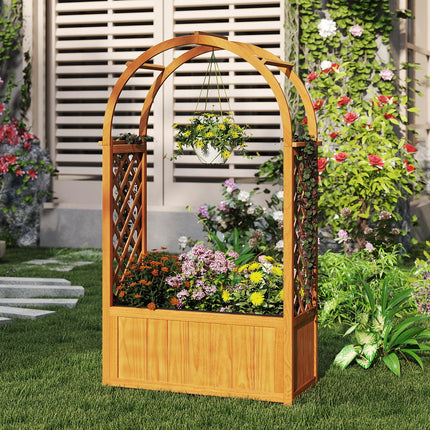 Dreamade Raised Garden Bed with Arch Lattice Trellis, for Climbing Vine Flower Vegetable