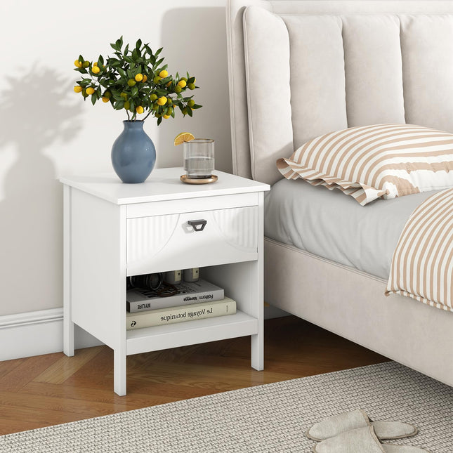 Dreamade Modern Nightstand with Drawer for Bedroom Small Place