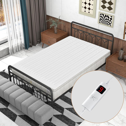 Dreamade Heated Mattress Pad, 9 Heat Setting, 9-Hour Auto Off, Overheat Protection, White, Twin Size, 76” x 39”
