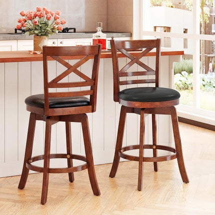 Dreamade 25 Inch Swivel Bar Stools Set of 2/4 with PU Faux Leather Upholstered Seat