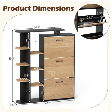 Dreamade Shoe Cabinet with 3 Flip Drawers