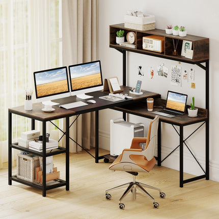 Dreamade 62" L-Shaped Computer Desk with Power Outlets