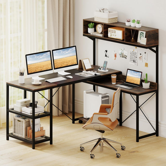 Dreamade 62" L-Shaped Computer Desk with Power Outlets