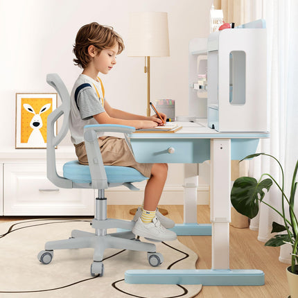 Kids Desk Chair, Ergonomic Adjustable Student Rolling Chair with Footrest & Flip-up Armrest