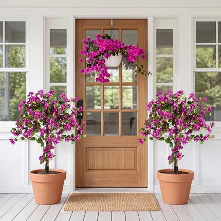 Dreamade 2 Pack Artificial Bougainvillea Trees | 43.5" Sun-Protective Fake Silk Floral Plants