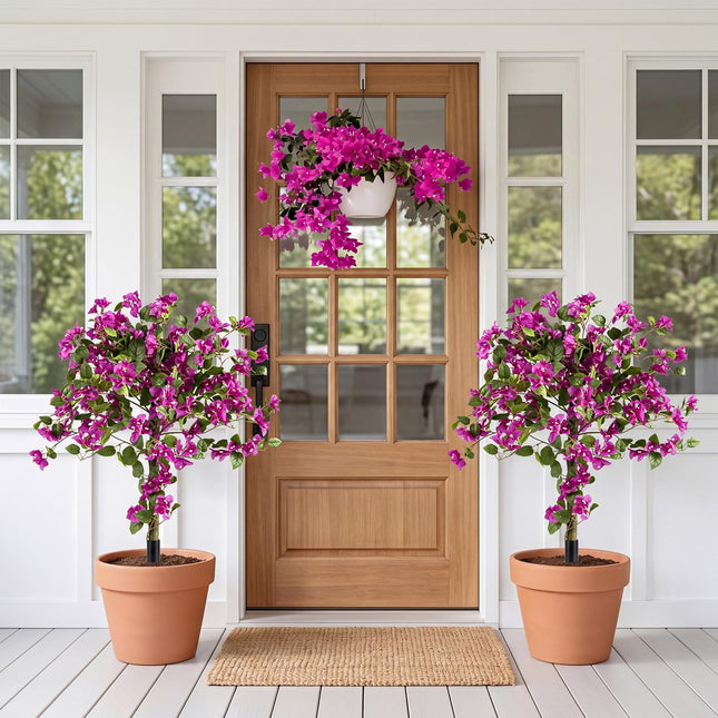 Dreamade 2 Pack Artificial Bougainvillea Trees | 43.5" Sun-Protective Fake Silk Floral Plants