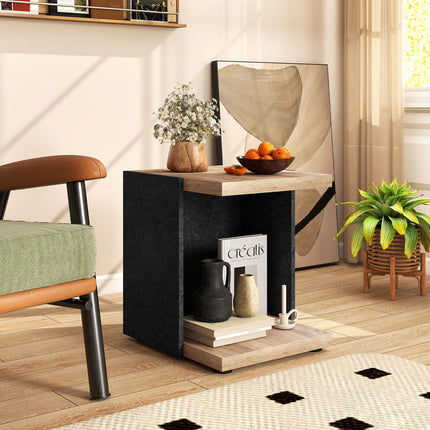 Dreamade 2-Tier Sofa Side Table with Open Storage Shelf