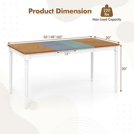 Dreamade Extendable Dining Table for 4-8 People, Large Folding Kitchen Table with Rubber Wood Legs, 220 Lbs Capacity