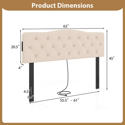 Dreamade Headboard with 2 AC Outlets for Queen & Full Size Bed