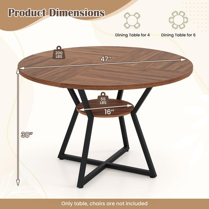 Dreamade 47-inches Round Dining Table for 4 | Circle Dinner Tables for Dinette Living Room