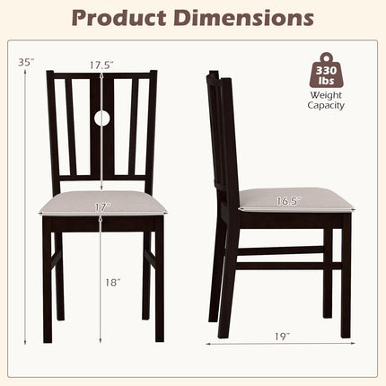 Dreamade Wood Dining Chairs w/Fabric Padded Seat & Slatted Curved Back (2/4)